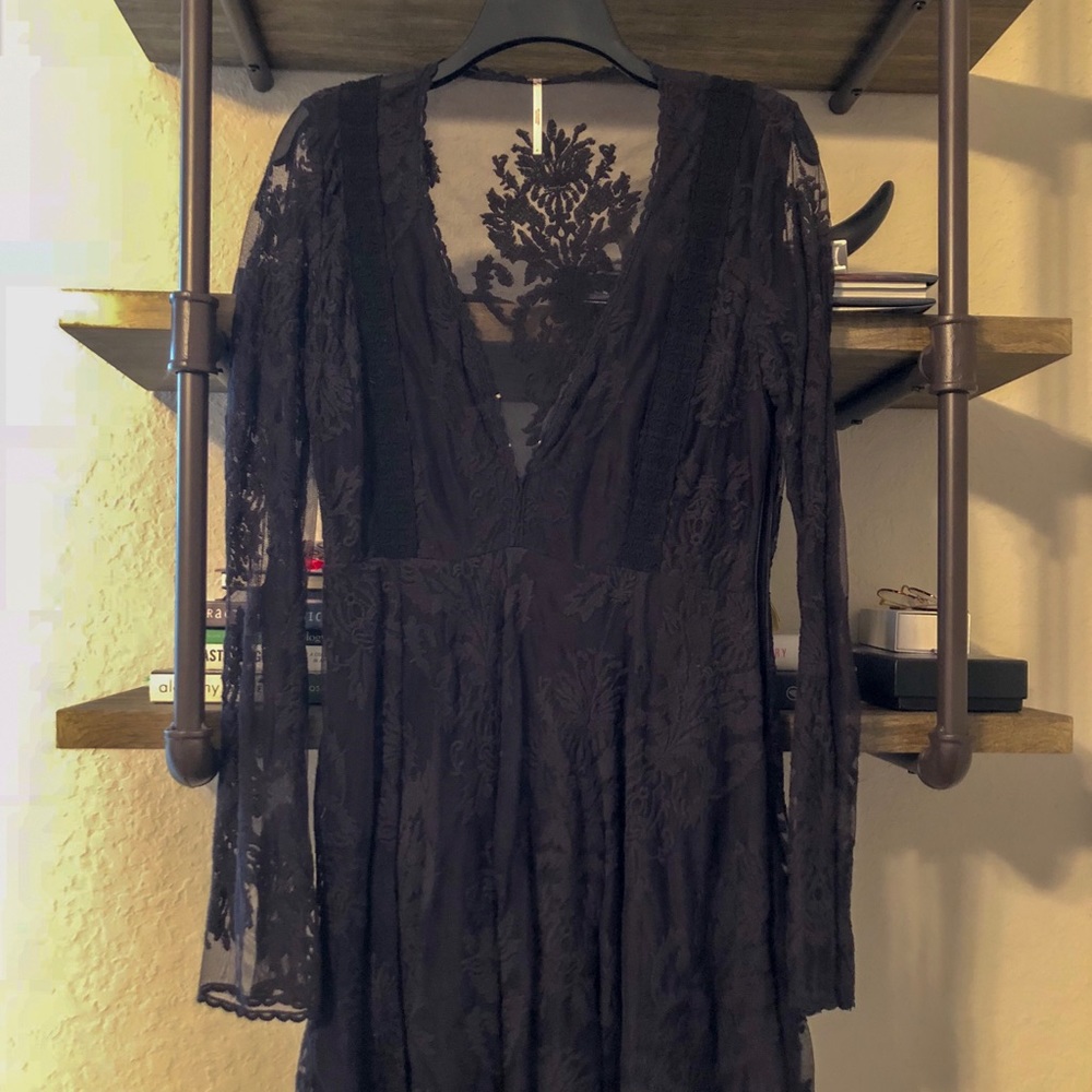 Free People Black Lace Mini Dress